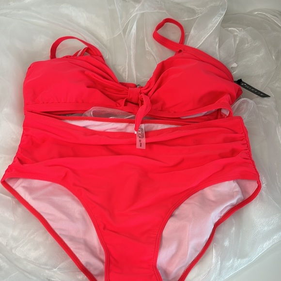 Tempt Me Women High Waisted Bikini Set Tummy Control Ruched Tie Knot Swim Suits - Picture 6 of 9